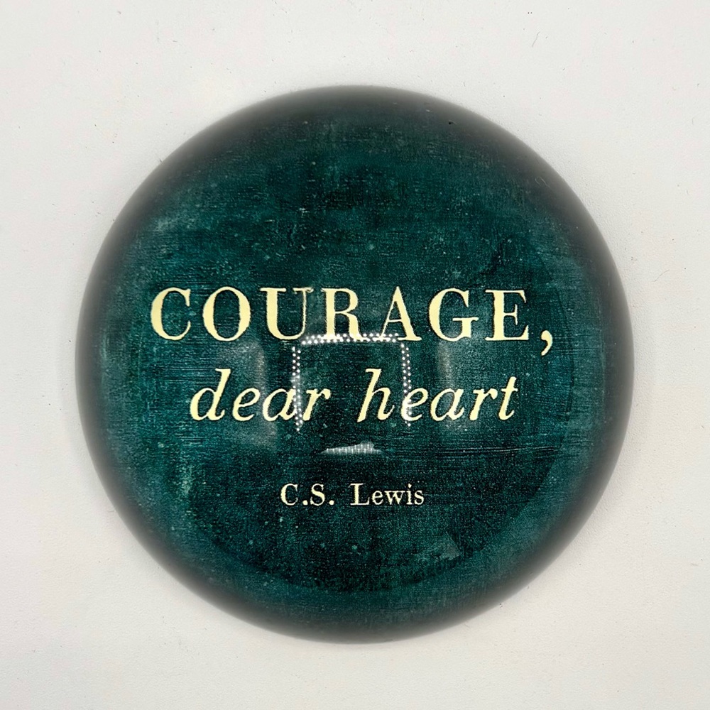 Sugarboo & Co C.S. Lewis Courage Dear Heart Teal Blue Green Paperweight - Picture 2 of 5